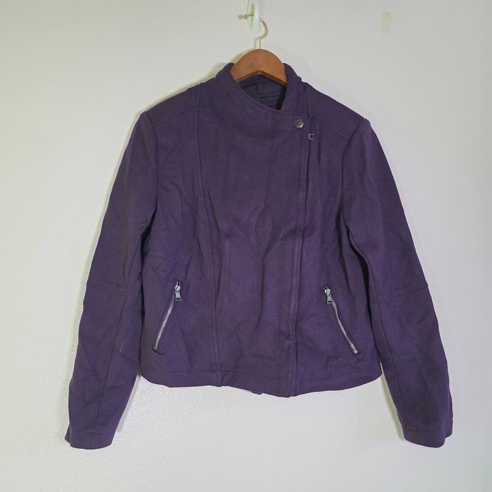 Banana Republic Purple Moto Jacket Zip Up Casual Womens Petite Medium